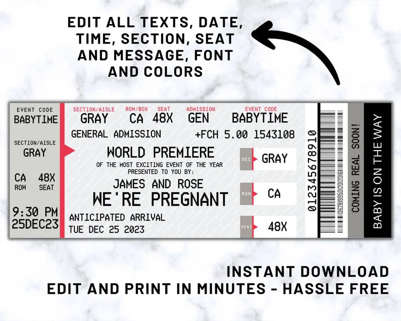 Pregnancy Reveal Ticket – KiddoPrintify